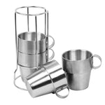 야외 휴대용 피크닉 컵 4개 세트 스테인리스 스틸 음료 머그, 내열 차 커피 컵, 커피 컵