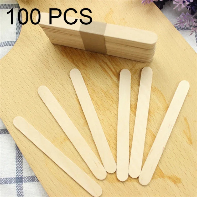 100개 15cm 나무 주걱 왁스 도구 아이스크림 바 스틱, 왁스 도구