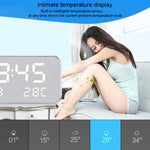 다기능 대형 화면 LED 디지털 음악 알람 시계, 시간/요일/온도/달력 표시 및 리모컨 포함, DC 5V, 음악 알람 시계