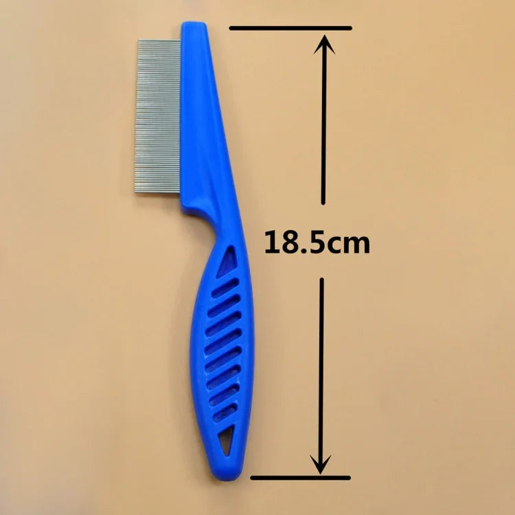 5개 세트 애완동물 고양이 개 용품 빗 미세 톱니 스테인리스 스틸 바늘 벼룩 제거 빗, 길이: 18.5cm, 길이: 18.5cm, 파랑, 길이: 18.5cm, 흰색