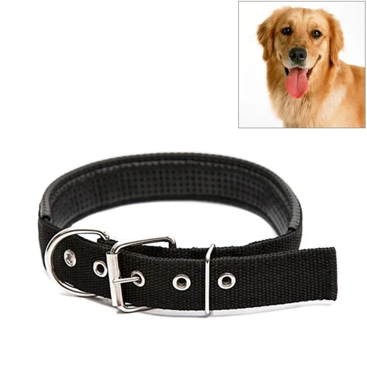 Adjustable foam cotton dog collars in black color, suitable for big and medium sized dogs, featuring a comfortable design.