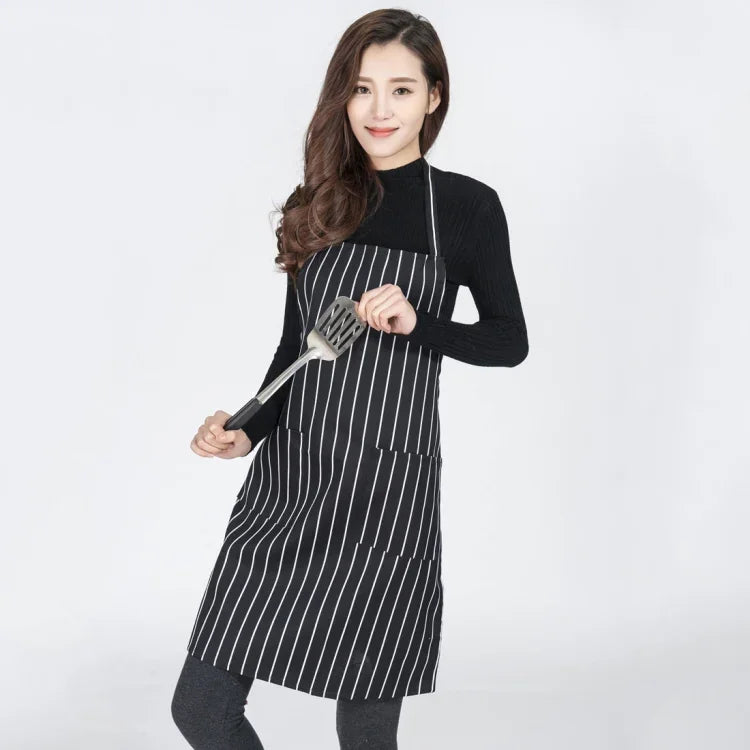 흑백 줄무늬 유니섹스 셰프 웨이터 바리스타 앞치마 작업용 앞치마, 흑백 줄무늬 앞치마