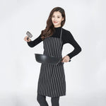 흑백 줄무늬 유니섹스 셰프 웨이터 바리스타 앞치마 작업용 앞치마, 흑백 줄무늬 앞치마