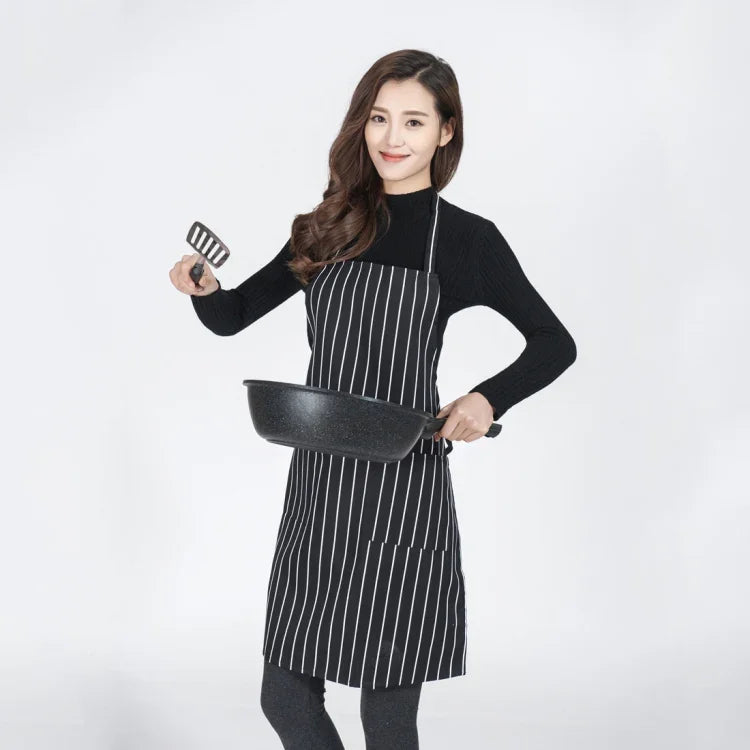 흑백 줄무늬 유니섹스 셰프 웨이터 바리스타 앞치마 작업용 앞치마, 흑백 줄무늬 앞치마