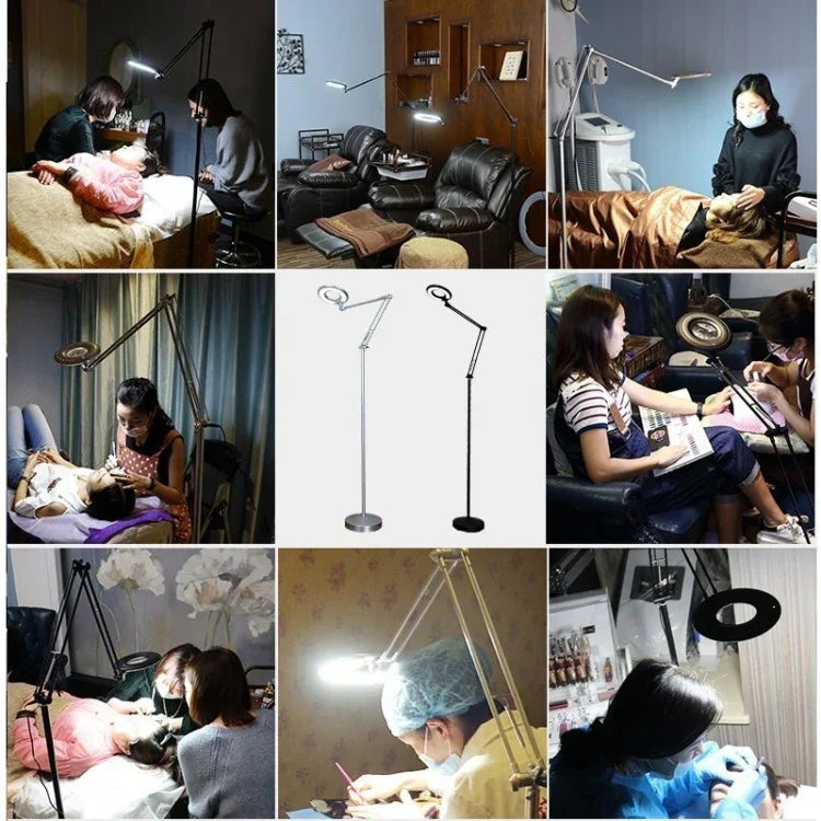 5배 접이식 스윙 암 데스크 테이블 마운트 확대경 램프 조명 포함 얼굴 문신 눈썹 네일 살롱 뷰티용, 쿨 화이트 라이트