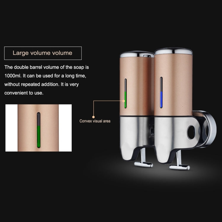 이중 호텔 샤워 수동 디스펜서 벽걸이 세제 샴푸 비누 병, 용량: 1000ml, 1000ml/실버, 1000ml/블랙, 1000ml/골드, 1000ml/투명, 1000ml/화이트, 1000ml/다크 레드