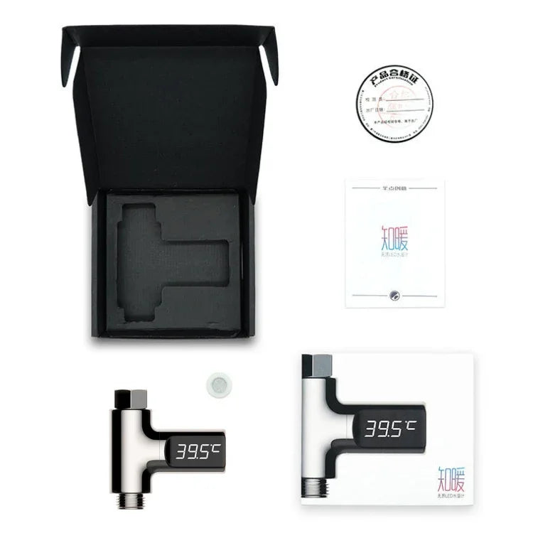 BD-LS-01 아기 샤워 360도 회전 LED 디스플레이 수동 수온계, 1세대
