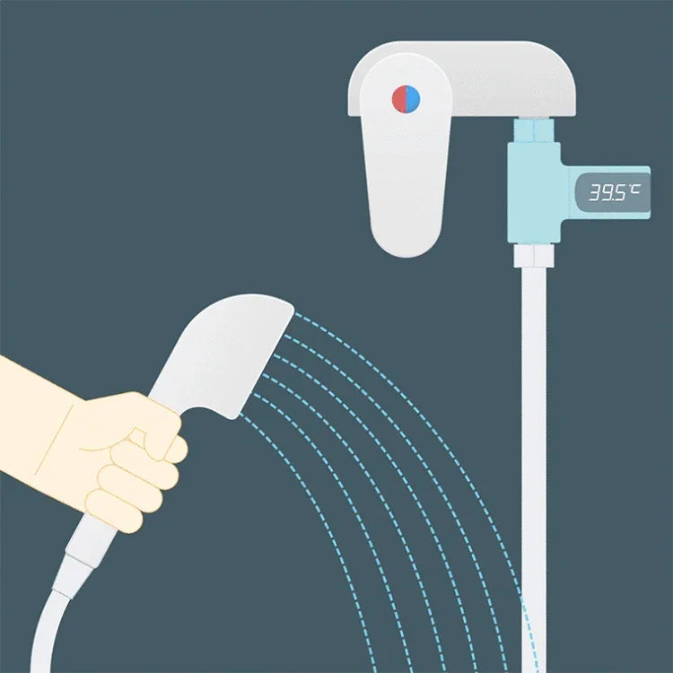 BD-LS-01 아기 샤워 360도 회전 LED 디스플레이 수동 수온계, 1세대