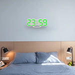 다기능 대형 3D LED 디지털 벽 알람 시계 스누즈 기능 포함, 12/24시간 표시 가정, 주방, 사무실용, DC 5V, CE 인증, 흰색 본체 녹색 문자, 흰색 본체 파란 문자, 흰색 본체 빨간 문자