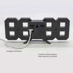 스누즈 기능이 있는 다기능 대형 3D LED 디지털 벽걸이 알람 시계, 12/24시간 표시, 가정용, 주방용, 사무실용, DC 5V, CE 인증, 검정 본체 녹색 문자, 검정 본체 파란색 문자, 검정 본체 흰색 문자