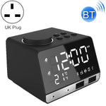 K11 블루투스 알람 시계 스피커 크리에이티브 디지털 뮤직 시계 디스플레이 라디오 듀얼 USB 인터페이스 지원, U 디스크 / TF 카드 / FM / AUX 지원, 영국 플러그, 영국 플러그(블랙), 영국 플러그(화이트)