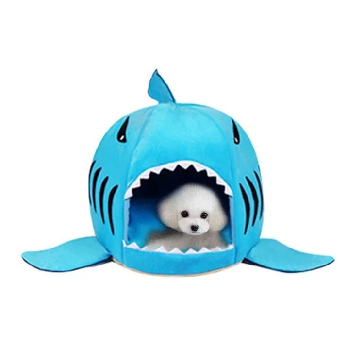 실내용 반려견 강아지 고양이 따뜻한 집 상어 모양 반려동물 침대 둥지, M 사이즈: 50x50x48cm