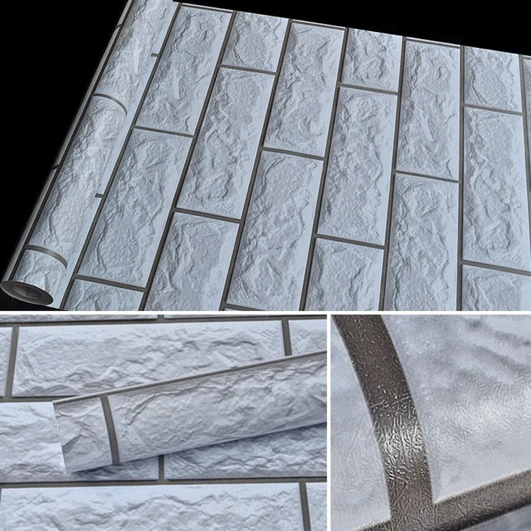 은회색 벽돌 창의적 3D 돌 벽돌 장식 벽지 스티커 침실 거실 벽 방수 벽지 롤, 크기: 45 x 1000cm, 3D 은회색 벽돌