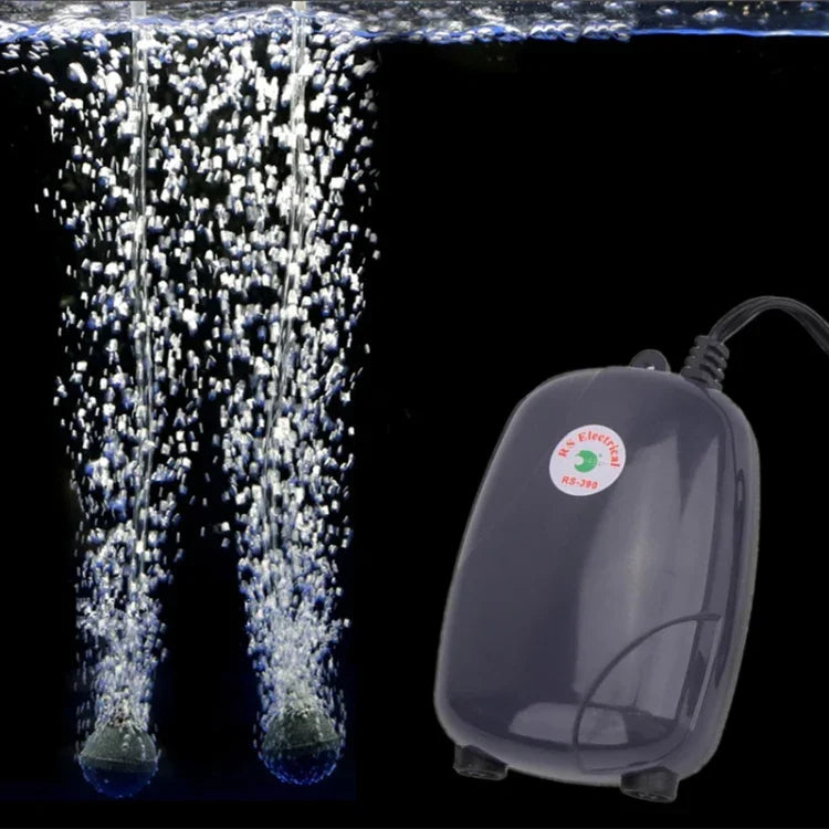 RS-390 220V 5W 이중 출구 조절 유량 무소음 수족관 공기 펌프 어항 산소 공기 펌프, 5W