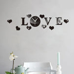 크리에이티브 LOVE 시계 아크릴 거울 DIY 벽 스티커, LOVE 시계 아크릴 거울 (검정), LOVE 시계 아크릴 거울 (골드), LOVE 시계 아크릴 거울 (실버)