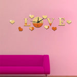 크리에이티브 LOVE 시계 아크릴 거울 DIY 벽 스티커, LOVE 시계 아크릴 거울 (검정), LOVE 시계 아크릴 거울 (골드), LOVE 시계 아크릴 거울 (실버)