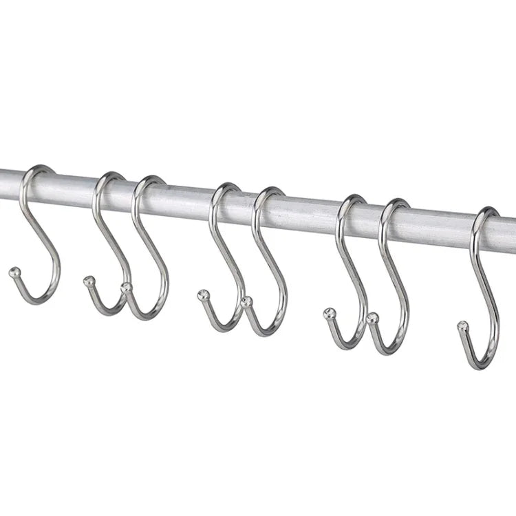 10개 3mm 다기능 S자형 스테인리스 스틸 금속 후크, 길이: 9cm, 9cm