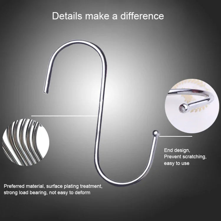 10개 3mm 다기능 S자형 스테인리스 스틸 금속 후크, 길이: 9cm, 9cm