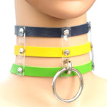 하라주쿠 패션 펑크 고딕 리벳 칼라 손 3열 케이지 가죽 칼라 목걸이, (은색), (녹색), (빨강+노랑+빨강), (흰색+진청+빨강), (베이비 블루), (금색), (베이비 블루+흰색+베이비 블루), (빨강+흰색+녹색), (진청+흰색+빨강), (빨강+흰색+빨강...