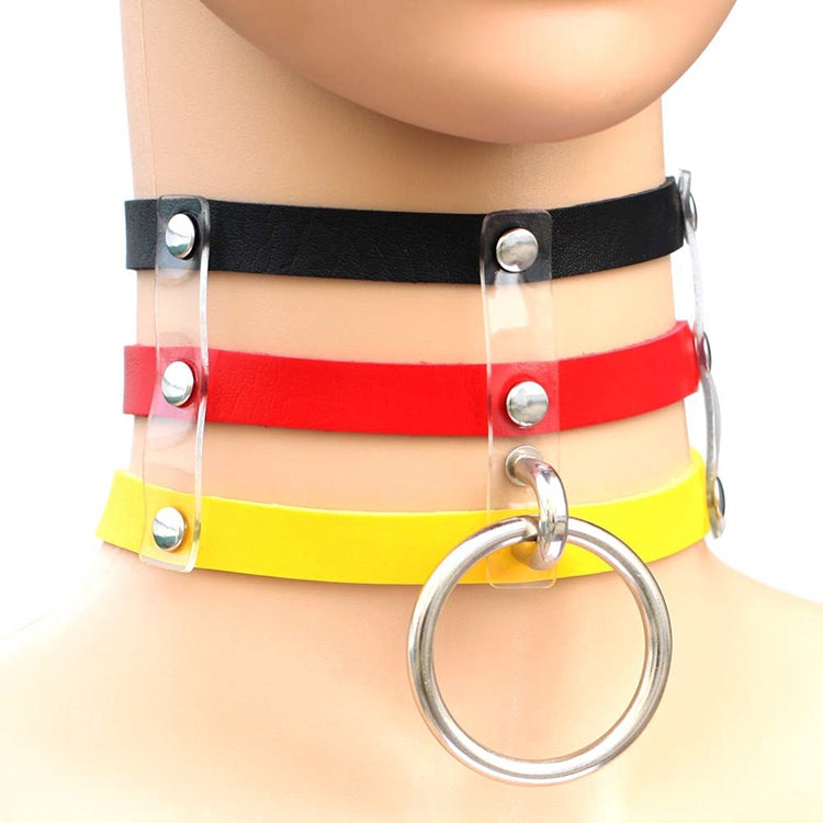 하라주쿠 패션 펑크 고딕 리벳 칼라 손 3열 케이지 가죽 칼라 목걸이, (은색), (녹색), (빨강+노랑+빨강), (흰색+진청+빨강), (베이비 블루), (금색), (베이비 블루+흰색+베이비 블루), (빨강+흰색+녹색), (진청+흰색+빨강), (빨강+흰색+빨강...