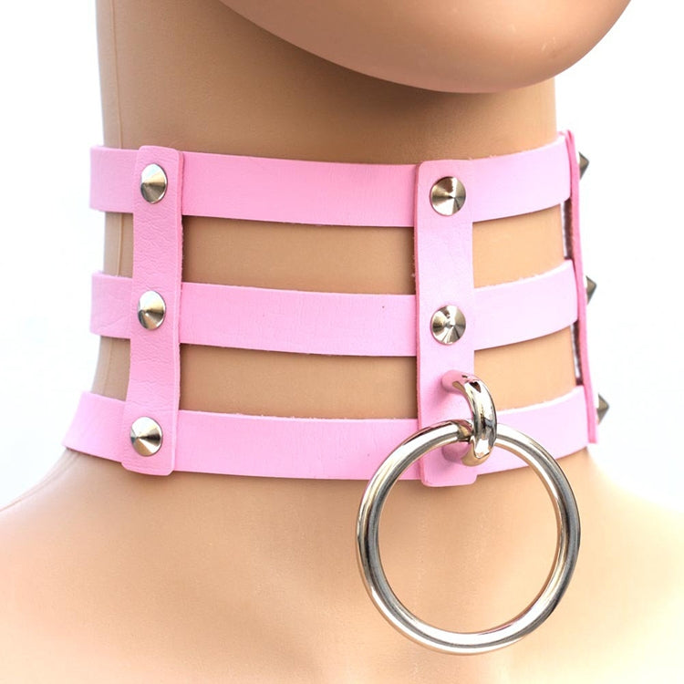 하라주쿠 패션 펑크 고딕 리벳 칼라 손 3열 케이지 가죽 칼라 목걸이, (은색), (녹색), (빨강+노랑+빨강), (흰색+진청+빨강), (베이비 블루), (금색), (베이비 블루+흰색+베이비 블루), (빨강+흰색+녹색), (진청+흰색+빨강), (빨강+흰색+빨강...