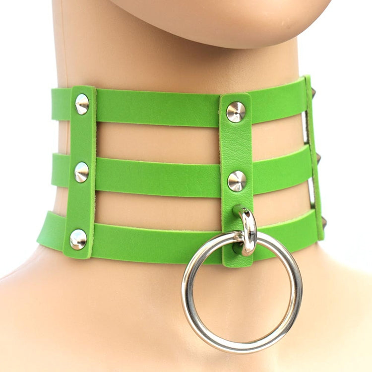 하라주쿠 패션 펑크 고딕 리벳 칼라 손 3열 케이지 가죽 칼라 목걸이, (은색), (녹색), (빨강+노랑+빨강), (흰색+진청+빨강), (베이비 블루), (금색), (베이비 블루+흰색+베이비 블루), (빨강+흰색+녹색), (진청+흰색+빨강), (빨강+흰색+빨강...