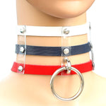 하라주쿠 패션 펑크 고딕 리벳 칼라 손 3열 케이지 가죽 칼라 목걸이, (은색), (녹색), (빨강+노랑+빨강), (흰색+진청+빨강), (베이비 블루), (금색), (베이비 블루+흰색+베이비 블루), (빨강+흰색+녹색), (진청+흰색+빨강), (빨강+흰색+빨강...