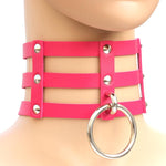 하라주쿠 패션 펑크 고딕 리벳 칼라 손 3열 케이지 가죽 칼라 목걸이, (은색), (녹색), (빨강+노랑+빨강), (흰색+진청+빨강), (베이비 블루), (금색), (베이비 블루+흰색+베이비 블루), (빨강+흰색+녹색), (진청+흰색+빨강), (빨강+흰색+빨강...