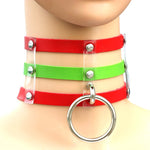 하라주쿠 패션 펑크 고딕 리벳 칼라 손 3열 케이지 가죽 칼라 목걸이, (은색), (녹색), (빨강+노랑+빨강), (흰색+진청+빨강), (베이비 블루), (금색), (베이비 블루+흰색+베이비 블루), (빨강+흰색+녹색), (진청+흰색+빨강), (빨강+흰색+빨강...