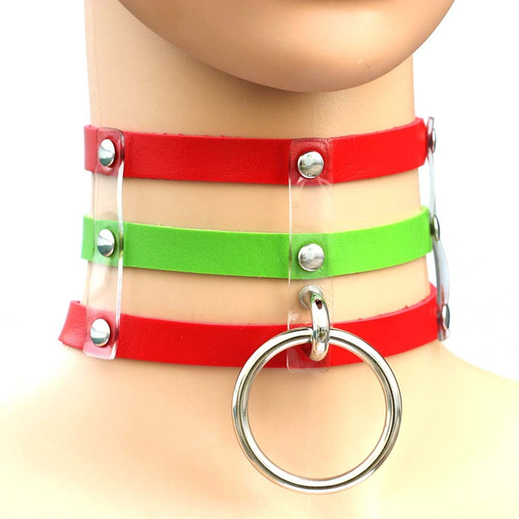 하라주쿠 패션 펑크 고딕 리벳 칼라 손 3열 케이지 가죽 칼라 목걸이, (은색), (녹색), (빨강+노랑+빨강), (흰색+진청+빨강), (베이비 블루), (금색), (베이비 블루+흰색+베이비 블루), (빨강+흰색+녹색), (진청+흰색+빨강), (빨강+흰색+빨강...