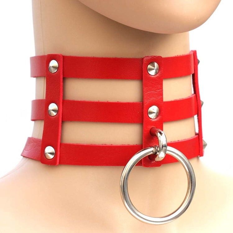 하라주쿠 패션 펑크 고딕 리벳 칼라 손 3열 케이지 가죽 칼라 목걸이, (은색), (녹색), (빨강+노랑+빨강), (흰색+진청+빨강), (베이비 블루), (금색), (베이비 블루+흰색+베이비 블루), (빨강+흰색+녹색), (진청+흰색+빨강), (빨강+흰색+빨강...