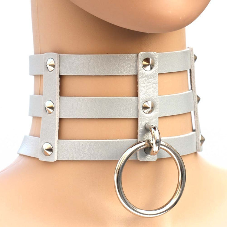 하라주쿠 패션 펑크 고딕 리벳 칼라 손 3열 케이지 가죽 칼라 목걸이, (은색), (녹색), (빨강+노랑+빨강), (흰색+진청+빨강), (베이비 블루), (금색), (베이비 블루+흰색+베이비 블루), (빨강+흰색+녹색), (진청+흰색+빨강), (빨강+흰색+빨강...