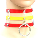 하라주쿠 패션 펑크 고딕 리벳 칼라 손 3열 케이지 가죽 칼라 목걸이, (은색), (녹색), (빨강+노랑+빨강), (흰색+진청+빨강), (베이비 블루), (금색), (베이비 블루+흰색+베이비 블루), (빨강+흰색+녹색), (진청+흰색+빨강), (빨강+흰색+빨강...