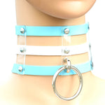 하라주쿠 패션 펑크 고딕 리벳 칼라 손 3열 케이지 가죽 칼라 목걸이, (은색), (녹색), (빨강+노랑+빨강), (흰색+진청+빨강), (베이비 블루), (금색), (베이비 블루+흰색+베이비 블루), (빨강+흰색+녹색), (진청+흰색+빨강), (빨강+흰색+빨강...