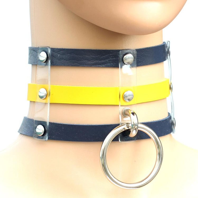 하라주쿠 패션 펑크 고딕 리벳 칼라 손 3열 케이지 가죽 칼라 목걸이, (은색), (녹색), (빨강+노랑+빨강), (흰색+진청+빨강), (베이비 블루), (금색), (베이비 블루+흰색+베이비 블루), (빨강+흰색+녹색), (진청+흰색+빨강), (빨강+흰색+빨강...