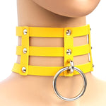 하라주쿠 패션 펑크 고딕 리벳 칼라 손 3열 케이지 가죽 칼라 목걸이, (은색), (녹색), (빨강+노랑+빨강), (흰색+진청+빨강), (베이비 블루), (금색), (베이비 블루+흰색+베이비 블루), (빨강+흰색+녹색), (진청+흰색+빨강), (빨강+흰색+빨강...