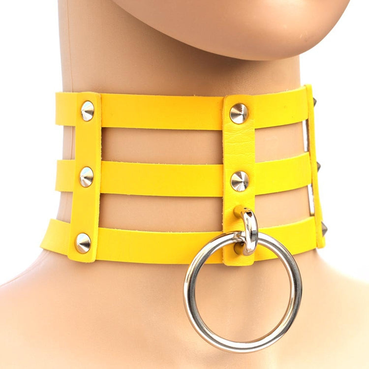하라주쿠 패션 펑크 고딕 리벳 칼라 손 3열 케이지 가죽 칼라 목걸이, (은색), (녹색), (빨강+노랑+빨강), (흰색+진청+빨강), (베이비 블루), (금색), (베이비 블루+흰색+베이비 블루), (빨강+흰색+녹색), (진청+흰색+빨강), (빨강+흰색+빨강...