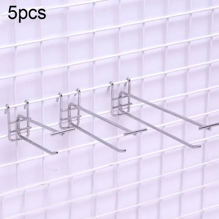 5개입 5.8mm 슈퍼마켓 철제 그리드 선반 이중 후크, 길이: 15cm, 5.8mm 15cm