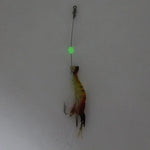 발광 새우 모양 낚시 미끼 인공 낚시 미끼 후크 포함, 길이: 7cm, 노랑 빨강