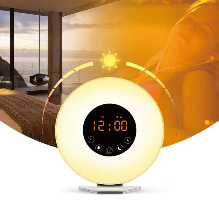 다기능 LED 터치 지능형 기상등 알람 시계 FM 라디오, USB