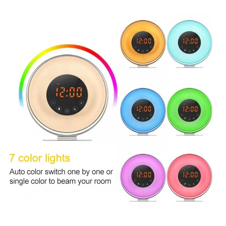 다기능 LED 터치 지능형 기상등 알람 시계 FM 라디오, USB
