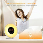 다기능 LED 터치 지능형 기상등 알람 시계 FM 라디오, USB