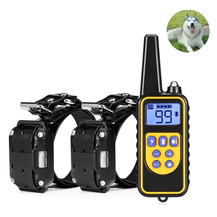 880-2 800야드 충전식 원격 제어 목걸이 개 훈련 장치 짖음 방지 장치, 880-2 블랙 블랙, 880-2 블랙+오렌지