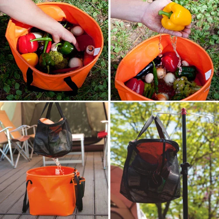 30L 4 in 1 PVC 야외 접이식 이중 배수 바구니 캠핑 낚시 장비 가방