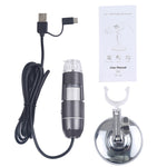 1600X 확대경 HD 이미지 센서 3 in 1 USB 디지털 현미경 8 LED 및 전문 스탠드 포함