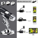 1600X 확대경 HD 이미지 센서 3 in 1 USB 디지털 현미경 8 LED 및 전문 스탠드 포함