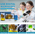 1600X 확대경 HD 이미지 센서 3 in 1 USB 디지털 현미경 8 LED 및 전문 스탠드 포함