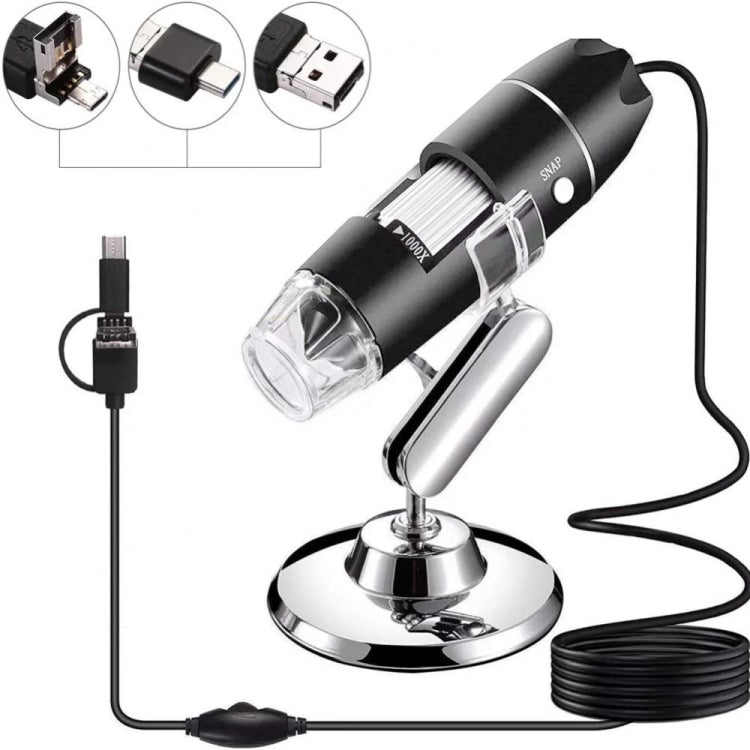 1600X 확대경 HD 이미지 센서 3 in 1 USB 디지털 현미경 8 LED 및 전문 스탠드 포함