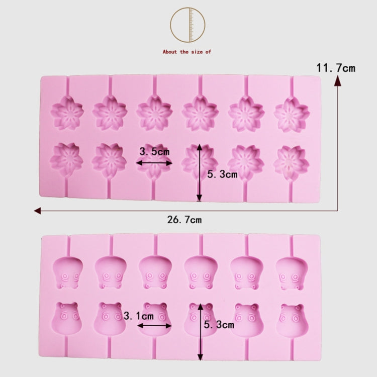 12구 DIY 실리콘 초콜릿 몰드(롤리팝 모양), 소 모양, 롤리팝 모양