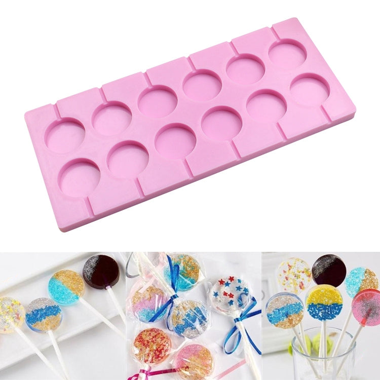 12구 DIY 실리콘 초콜릿 몰드(롤리팝 모양), 소 모양, 롤리팝 모양